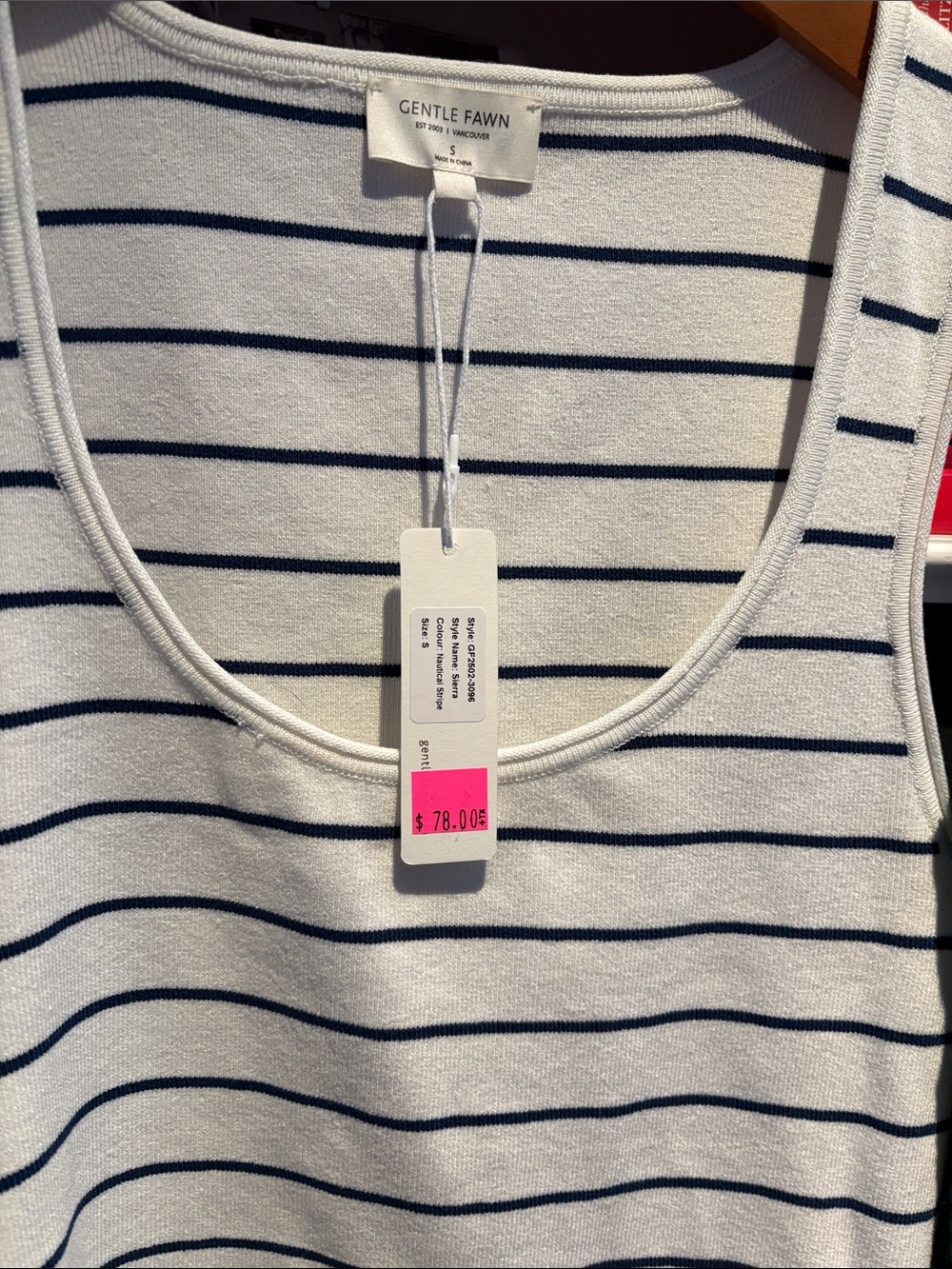 Gentle Fawn White and Navy Striped Tank Top - Picture 2 of 4